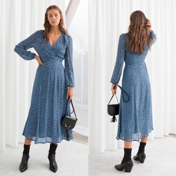 and other stories floral wrap dress